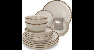 ApexArte® Serviesset 12 Persoons - Serviessets - Bordenset - Chique Bordenset - Porselein - Beige