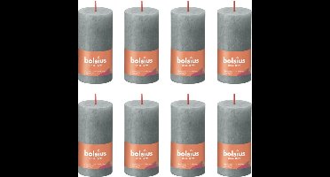 Bolsius Stompkaarsen Shine 8 st rustiek 100x50 mm eucalyptusgroen