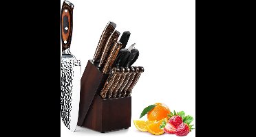 ApexArte® Messenset met Blok - Messensets met Messenblok - Koksmes - Keukenmessen Set - Super Scherp