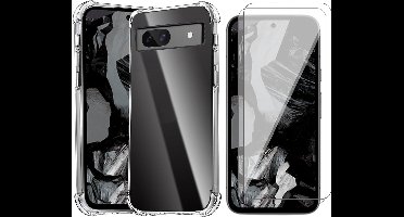 Hoesje geschikt voor Google Pixel 8a - 2x Screenprotector Glas - Shockproof Transparant