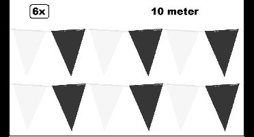 6x Vlaggenlijn zwart/wit 10 meter - Meerkleurig - vlaglijn festival blok vlaglijn thema feest festival verjaardag landen