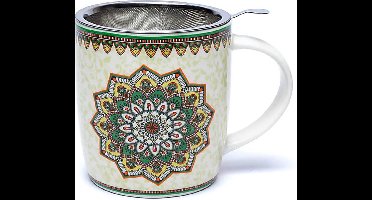 Theemok set Mandala groen - Porselein - 400 - Groen