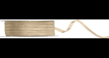 Satijn lint 3mm breed koud goud, rol 50 meter - hobbylint - sierlint - cadeaulint - satin ribbon