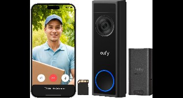 eufy Security C31 Video Deurbel - Add-on - Video Doorbell - 2K Resolutie - Nachtzicht - Draadloos/Batterij - Live videogesprek, 24/7 opname, Mens- en bewegingsdetectie, Compatibel met HomeBase S380, Geen abonnementskosten