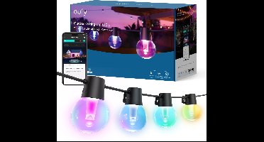 eufy Buitenverlichting Lichtsnoer E10 – Lightstring - Slimme buitenverlichting met RGB en witte LED's, 30 meter lengte, matte afwerking, AI-gestuurde lichteffecten, IP65 waterdicht, compatibel met Alexa en Google Assistant