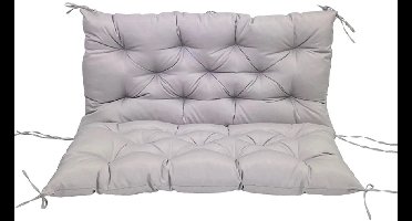 Bankkussen - Zitkussen - met Rugdeel - Ergonomisch - Zacht - voor Schommelbank - Meubels - Tuinbank - Eetbank - Verwijderbaar - Wasbaar - Waterdicht - Polyester - 120 x 100 cm - Lichtgrijs