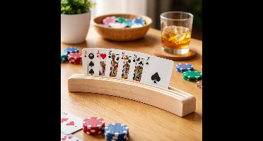 Eddy Toys Kaarthouder Hout 36 cm- Kaartenhouder voor Kinderen en Volwassenen - Speelkaarten Houder met Gebogen Vorm - Kaartenstandaard FSC Gecertificeerd - Houten Spel Accessoire