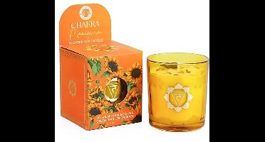 Soja geurkaars Manipura chakra groene thee & citroengras – Ø7 cm x 8 cm