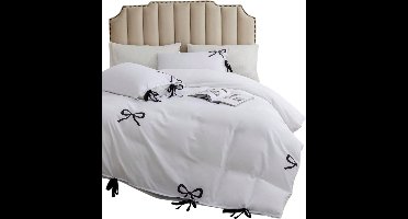 3-Delige Black Bow Tie Dekbedovertrekset — Chic & Contrastrijk - 200x200cm