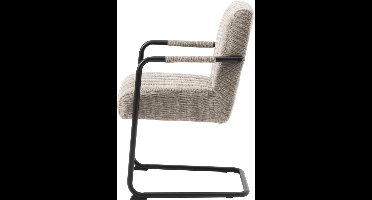 Giga Living Eetkamerstoel Trout - Zandkleur Arml. - Metaal & Polyester - Set van 2