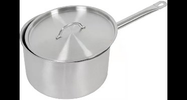 Mega-M Professionele Steelpan met Deksel - 8 Liter - RVS - 3mm Sandwichbodem - Geschikt voor Inductie, Gas en Keramisch - Vaatwasserbestendig