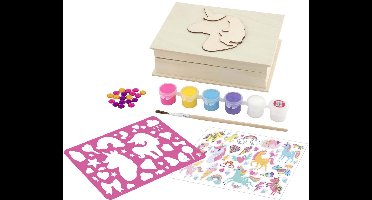 Unicorn Knutselen voor Kinderen - Schilder- en Modepakket met Sieradendoosje, Inclusief Tekenpakketten, Stickers en Pixelpakketten