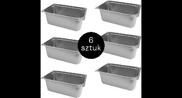 MEGA-M Gastronorm - GN 1/1 Set van 6 stuks - 530x325x200 mm - Roestvrij Staal