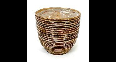 Rotan plantenmand stripe bronze 24x24cm