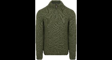 Suitable Half Zip Trui Donnegal Tweed Eco Wool Groen - Maat M - Heren - Quarter zip - Schipperstrui met rits - Volwassen mannen