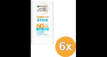 6x Garnier Ambre Solaire Sensitive Expert Gezicht Hydraterende Stickspf50+ (6 x 18 gr)