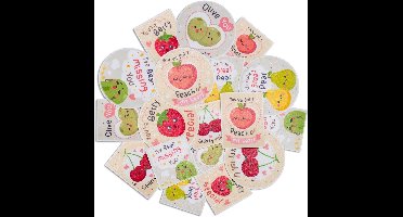 18x Waterdichte Fruit Stickers met Woordspelingen - Liefdesthema Stickers voor Planners, Laptops en Waterflessen