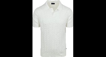 Suitable Respect Polo Knit Cable Ecru - Maat M - Heren - Polo shirt Heren met Korte mouw
