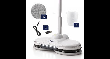 BluMill Elektrische Dweil - Oplaadbare Dweil en Mop - Vloerwisser - Draadloos - Dweilsysteem met 4 Wasbare Pads, Maatbeker en Oplaadkabel