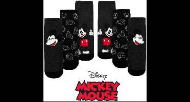 Disney Mickey Mouse Sneakersokken - 6 Paar - Donkergrijs / Zwart - Katoen - Maat 43/46