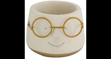 Bloempot met opdruk - 9 x 7 cm - Wit