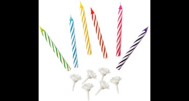 Vegaoo - 20 meerkleurige kaarsen voor verjaardagstaart