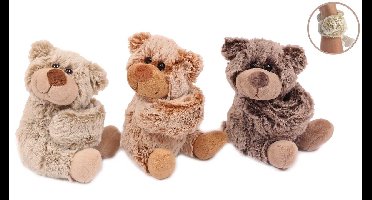 PIA Soft Toys-Set van 3 Pluche Beer armband 3 ass. 16 cm