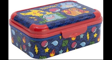 Pokemon Broodtrommel Blauw Rood – Kinder Lunchbox – BPA Vrij – Voor School