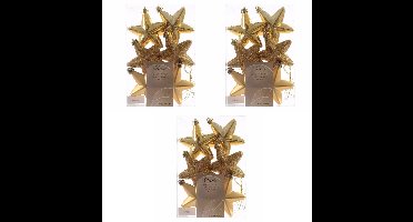 Decoris kersthanger sterren - 18x st - goud - 7 cm - kunststof - kerstornamenten - kerstversiering