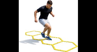 Umbro Agility Hoepels - 57,5 CM - Agility Set - 6 Hexagons incl. Verbindingsstukken - Voetbal Trainingsmateriaal - Speed Ladder - Geel