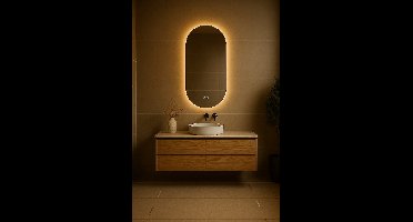 Elegante Ovale LED Spiegel voor Badkamer – 3000K, 80x40 cm
