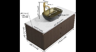 Badkamermeubel 100 cm – Wastafelmeubel – Badkamerkast – Zwevend Meubel – Badkamermeubelset – Met Keramische Wastafel – Sintersteen Bovenblad