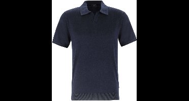 OLYMP modern fit gebreide polo katoen met lyocell - korte mouw - donkerblauw