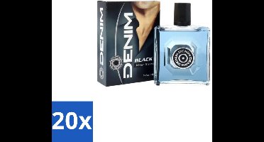 20 x Denim – Aftershave – Black – 100 ml - Aftershave - Aftershave Man - Aftershave Voor Mannen - Aftershave Na Het Scheren - Scheren Aftershave