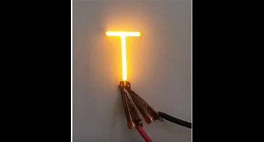 -T- COB LED 3V Filament Letter Geel 3 x 3 cm FPC 2200K 1W Warm-wit