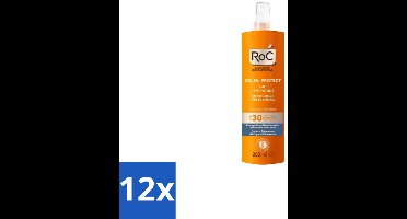 RoC – Zonnebrand Spray – Soleil Protect Moisturising SPF30 – 200 ml - Voordeelverpakking - 12 stuks