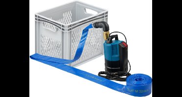 Deltaline Vlakzuig dompelpomp tot 2 mm , 6 m³/h , 230 V , IPC 550 met 15 meter slang 32 mm met terugslagklep compleet gemonteerd, Startklaar Pakket