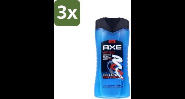 3 x Axe - 3-in-1 Douchegel - Sport Blast - Energizing Citrus - Hydraterend - 250 ml - Douchegel Sport Blast - Sportgeur - Hydraterende Douchegel - Frisheid Na Training - Energieke Geur