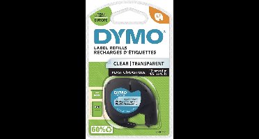 DYMO LetraTag originele plastic labels | Zwart afdrukken op transparante etiketten | 12 mm x 4 m | Zelfklevende multifunctionele labels voor LetraTag labelprinters | gemaakt in Europa