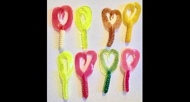 8x Dubbele twister 7,5cm - 3 inch assortiment A in diverse kleuren uit Amerika - Kreeftimitatie - Roofvissen - Snoek - Baars - Snoekbaars - Kunstaas - Kunstaasset