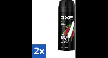 2 x Axe - Deodorant Bodyspray - 48hrs Non Stop Fresh - Africa - Mandarin & Sandalwood - 150 ml - Deodorant Bodyspray - Geurbeheersing - Mandarijn En Sandelhout - 48 Uur Bescherming - Geurbestrijdend