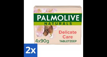 2 x Palmolive Tabletzeep Naturals Amandel Melk 4x 90 gr - Huidverzorging - Natuurlijke Toiletzeep - Milde Toiletzeep - Gevoelige Huid - Hydraterende Toiletzeep