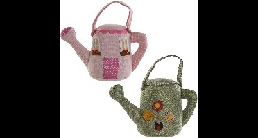 Item Deurstopper gieter - set - 1,5 kilo - groen/roze - polyester
