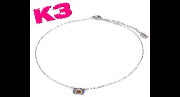 K3 ketting met regenboog bedel - Zilverkleurig RVS - K3 merchandise - K3 sieraden