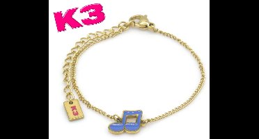 K3 Armband met muzieknoot bedel - Goudkleurig RVS - K3 merchandise - K3 sieraden