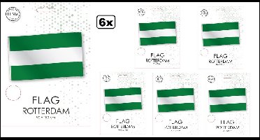 6x Vlag Rotterdam 90cm x 150cm - Thema feest party vlag