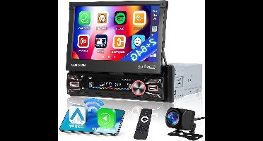Autoradio 1 DIN – Auto Stereo – Multimedia Speler – Navigatiesysteem – Radio Ontvanger – 7 Inch Opklapbaar Touchscreen – Android 13 Systeem met Achteruitrijcamera