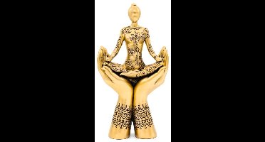 Deco Yoga meditatie handen staand goudkleurig – 11.9 cm x 6 cm x 22.6 cm
