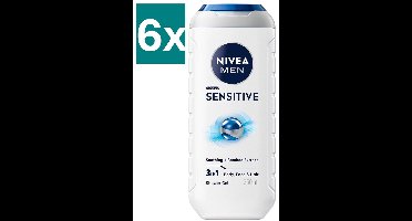 NIVEA MEN Sensitive Douchegel - 3-in-1 Shower Gel - Shampoo - Voordeelverpakking - 6 x 500 ml