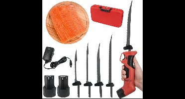 Core® Elektrisch Broodmes - Elektrisch Mes Met Vingerbescherming – Broodsnijder Incl. Twee Roestvrijstalen Messen - Rood/Zwart - 44cm x 25cm x 10cm
